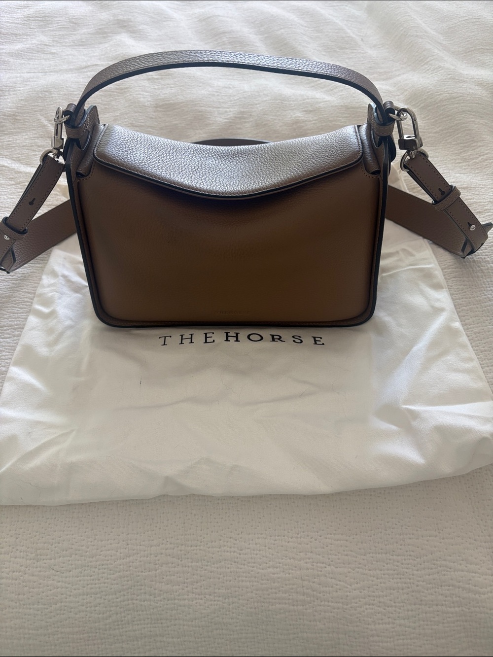 The Horse Taupe Leather Top-Handle Shoulder Bag with Adjustable Strap